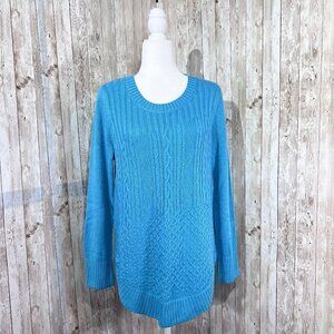 Women's New York & Company Sweater | Blue | Crew Neck | Large | Cable Knit